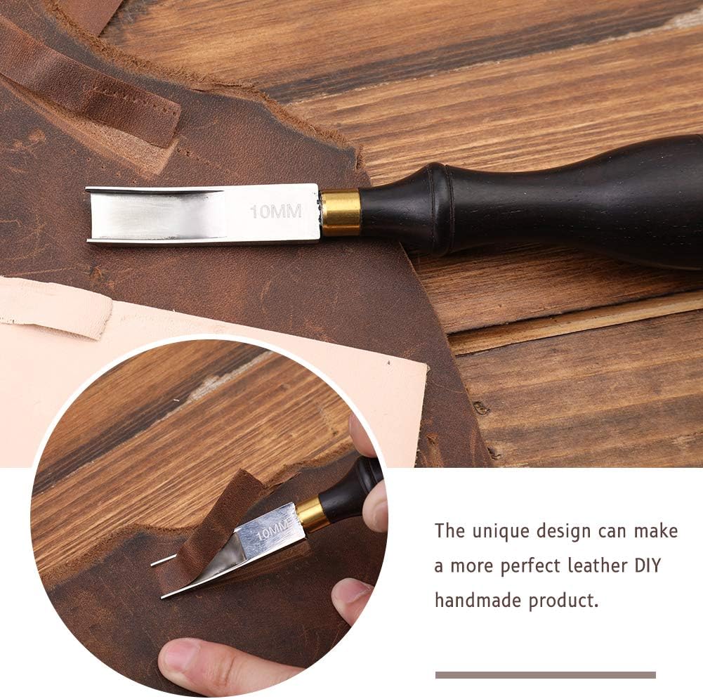 DIUDUS 10mm Leather Edge Beveler Tool, Wide Mouth Leather Edge Beveler Skiving, Leather Edge Trimmer with Wooden Handle for DIY Leather Craft