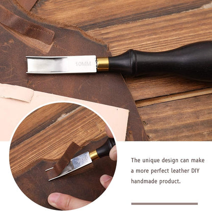 DIUDUS 10mm Leather Edge Beveler Tool, Wide Mouth Leather Edge Beveler Skiving, Leather Edge Trimmer with Wooden Handle for DIY Leather Craft
