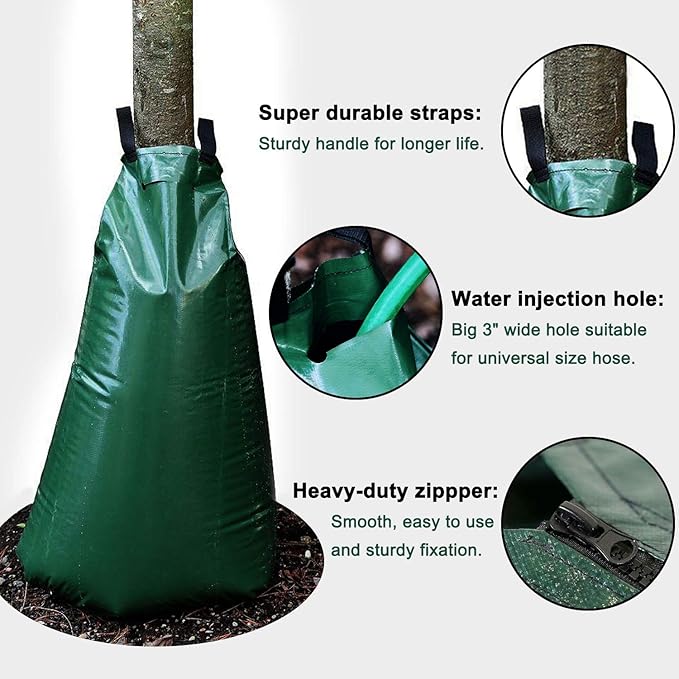 20 Gallon Tree Watering Bags, Reusable, Heavy Duty, Slow Release Water Bags for Trees, Premium PVC Tree Drip Irrigation Bags 5 Pack
