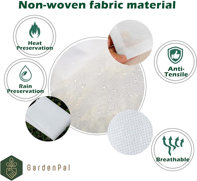 GardenPal Plant Covers Freeze Protection, 75''×90'' Thicken Frost Cloth with Drawstring Reusable for Outdoor Plants (75''×90''(1pc))