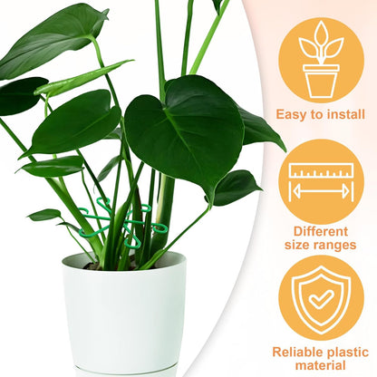 3PCS Plant Stem Support, 3 Sizes Climbing Houseplant Stem Holders, Plastic Reusable Flower Trellis Stem Hook Plant Care Growth Accessories for Flower Plants Indoor Outdoor- Green
