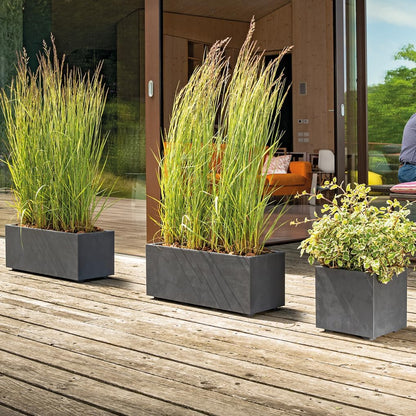 Deroma Millennium 10” Cube Planter | Light & Durable Plastic | Indoor or Outdoor Square Pot for Patio/Porch | Includes Water Reserve & Drain Plug | Trendy Planter for Plants, Flowers, Garden | Grey