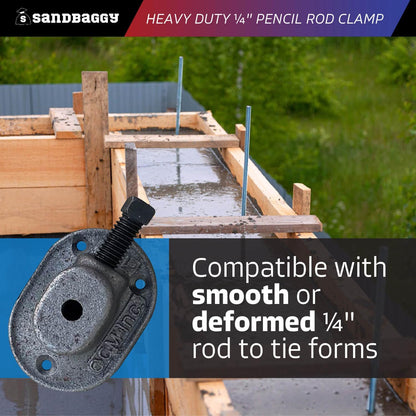 Sandbaggy Heavy Duty 1/4" Pencil Rod Clamp - Reusable Concrete Formwork Clamps - Cast Malleable Iron - Construction Grade Strength & Safety (Heavy Duty, 120, Count)