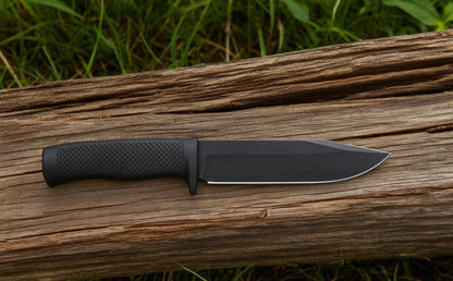 Tactical Fixed Blade Knife, 5.87 inch Blade, 4.65 inch Kray-Ex Handle, Stonewashed 420 Stainless Steel, with Secure-Ex Sheath for Outdoor Camping Hunting Survival (A-Black)
