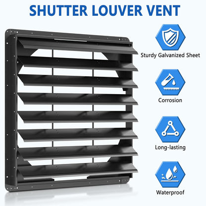 36 Inch Galvanized Sheet Spraying Automatic Exhaust Shutter Louver Vent (No Fan Blades and Motor) for Home Attics, Workshops, Barn, Greenhouse