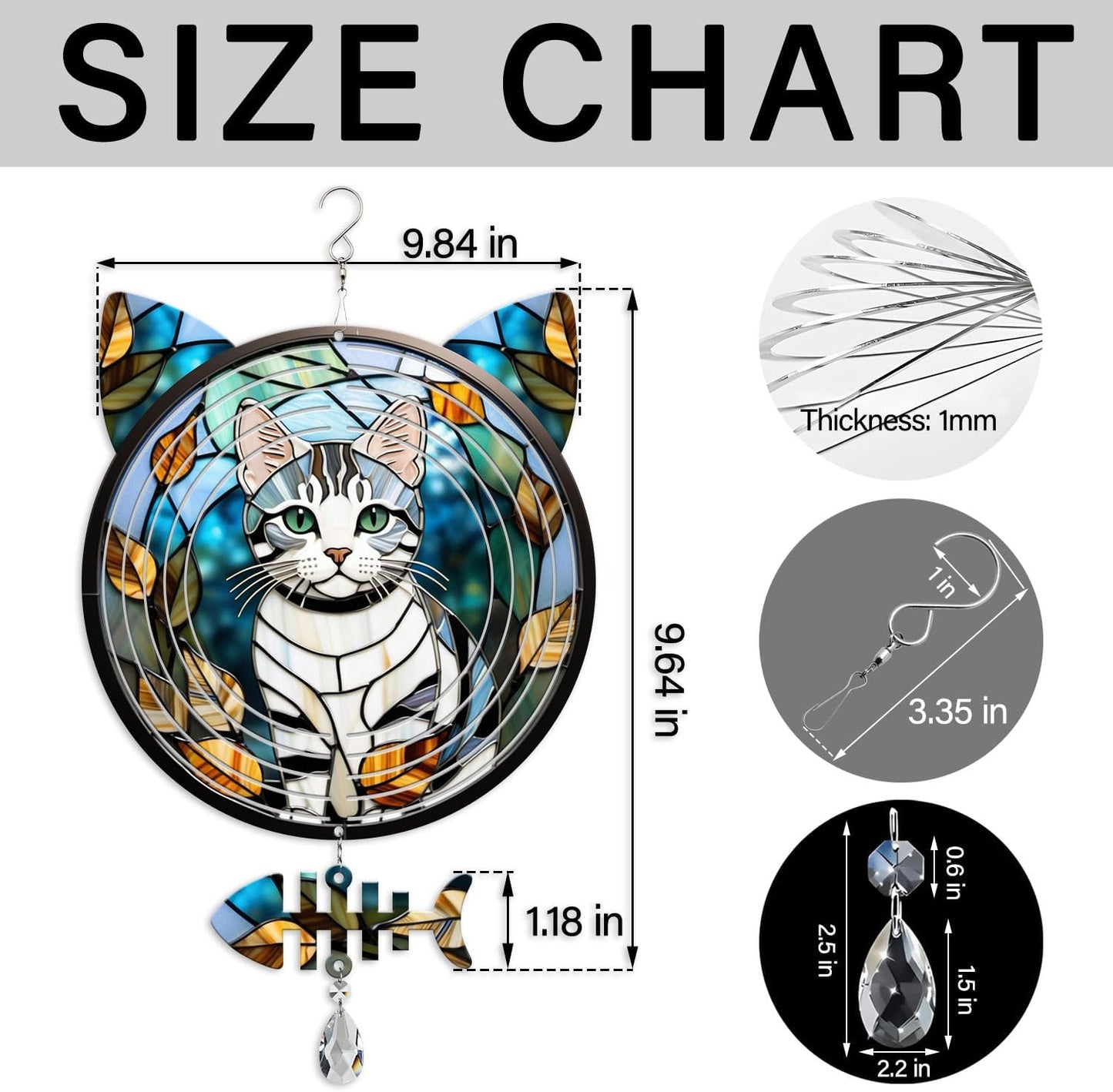 American Shorthair Cat Wind Spinner, American Shorthair Cat Wind Spinner Hanging for Yard and Garden