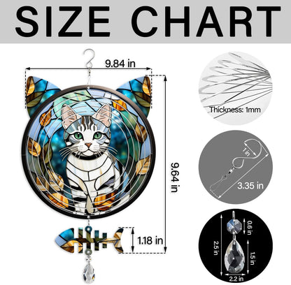 American Shorthair Cat Wind Spinner, American Shorthair Cat Wind Spinner Hanging for Yard and Garden