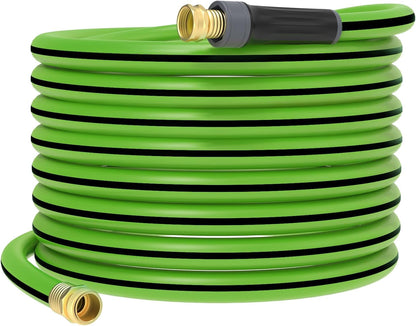 Hybrid Hose 100ft x 5/8", Short Garden Water Hose Heavy Duty, Flexible, Lightweight Hybrid Water Hose with Swivel Handle,3/4'' Brass Fittings, Available For Reel Cart Backyard Burst 500 PSI