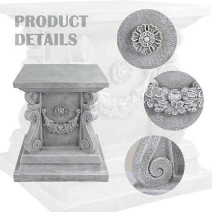 Outdoor Garden Classic Plinth Base Statue Riser，Garden Pedestal Stand For Sculptures, Plant，Flower Pots Decor， Large 12 Inch Tall.