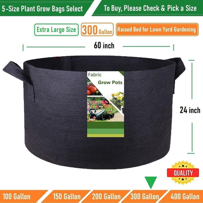 300 Gallon Large Raised Garden Bed Bag (60x24 inch) Big Garden Bag Sturdy Plant Grow Bag for Potato,Tomato Planter,Herb Veggies Planter Bag,Flower Bed,Yard Waste Bag,Lawn Debris Bag,Leaf Bag W/ Gloves