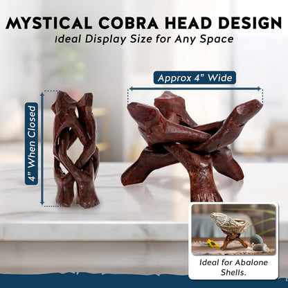 Alternative Imagination Wooden Tripod Stand - Display Stand For Home Decor, Abalone Shell, Jewelry Dish, Trinket Dish, Key Bowl, Crystal Ball and More - Stained, 4 Inches