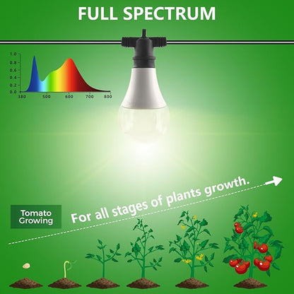Grow Light Bulbs LED Growth Bulb A25, Full Spectrum Plant Light E26 Base 15W, houseplant Growting lamp, Seed Start, Greenhouse Indoor or Outdoor (Grow Bulb (6 Lights and Cord))