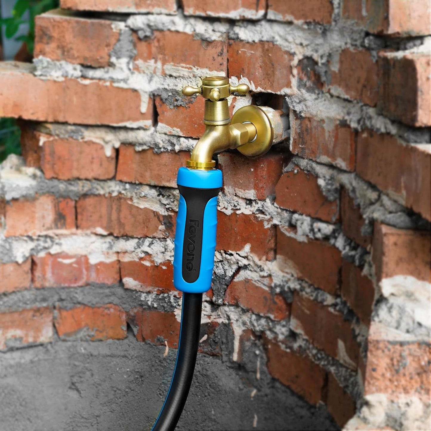 Fevone 55 ft x 5/8" Heavy Duty Garden Hose, Drinking Water Safe, Flexible & Kink-Free Hybrid Polymer Water Hose, Lightweight Outdoor Hose with swivel handles and 3/4" Solid Aluminum Fittings