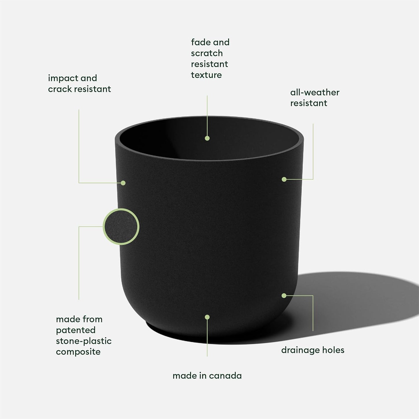 Veradek Mason Series Lima Planter - Round Planter for Indoor or Outdoor Porch/Garden | Made from Plastic-Stone Composite with Drainage Holes | Modern Décor for Succulents, Flowers, Small Plants