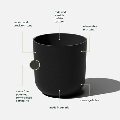 Veradek Mason Series Lima Planter - Round Planter for Indoor or Outdoor Porch/Garden | Made from Plastic-Stone Composite with Drainage Holes | Modern Décor for Succulents, Flowers, Small Plants