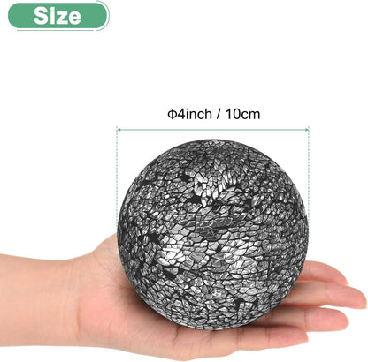 Decorative Ball for Bowls, 4 Inch Mosaic Glass Balls Decorative Glass Orbs for Home Decor/Dining Tables/Wedding Party/Coffee Table/Centerpiece Decor [Black]