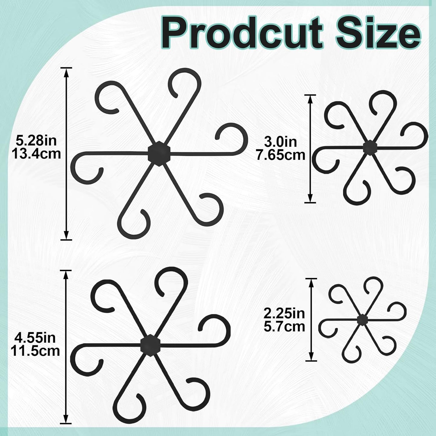4PCS Plant Stem Support, 4 Sizes Climbing Houseplant Stem Holders, Plastic Reusable Flower Trellis Stem Hook Plant Care Growth Accessories for Flower Plants Indoor Outdoor - Black