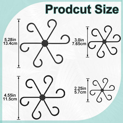 4PCS Plant Stem Support, 4 Sizes Climbing Houseplant Stem Holders, Plastic Reusable Flower Trellis Stem Hook Plant Care Growth Accessories for Flower Plants Indoor Outdoor - Black