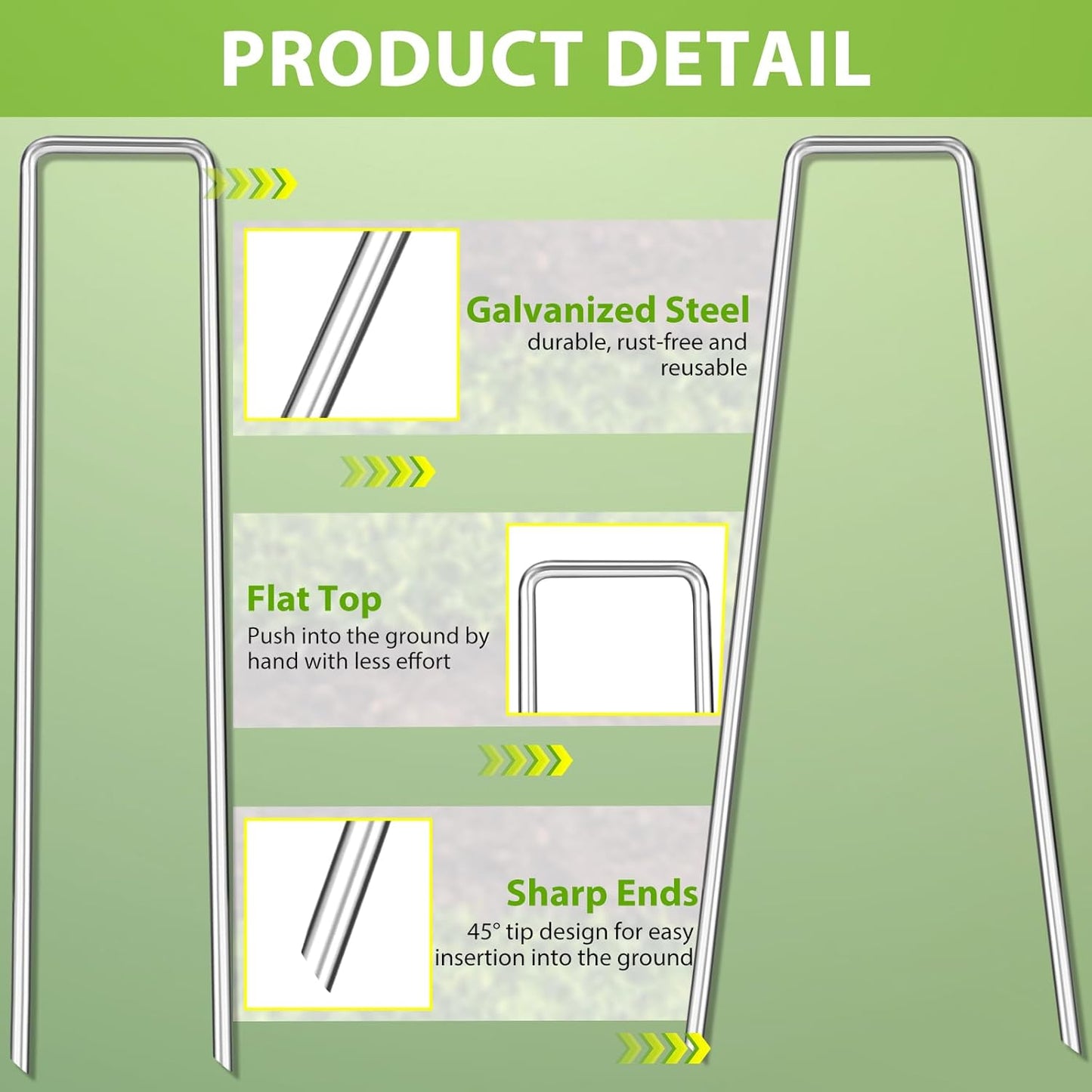Landscape Staples 12 Inch, 200 Pack 8 Gauge Galvanized Garden Staples U-Shaped Landscape Stakes, Heavy Duty Ground Stakes for Outdoor Decorations, Weed Barrier Fabric, Irigation Tubing, Tent