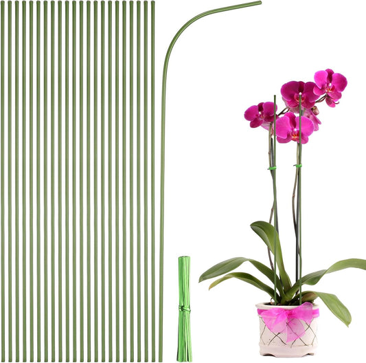 uxcell 30pcs Green Plant Support Stakes, 11.8" Bendable Garden Plant Sticks Plastic Single Stem Plants Support Stakes with Ties for Potted Plants Flowers Orchid Peony, Green