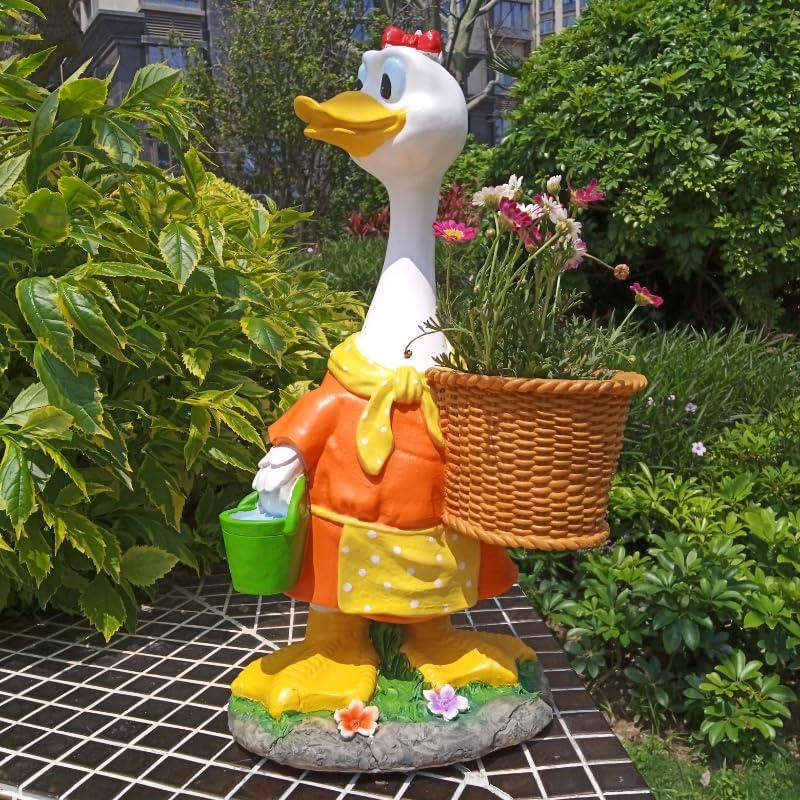 Couple Duck Garden Statue Duck Succulent Plant Flower Pot Goose Flower Pot Statue Indoor and Outdoor Art Decoration Courtyard Garden Terrace Lawn and Office Decoration Ideal Festival Gift