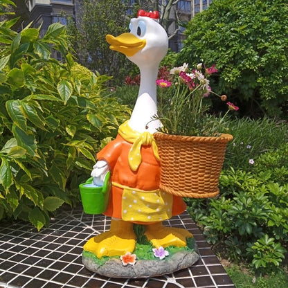 Couple Duck Garden Statue Duck Succulent Plant Flower Pot Goose Flower Pot Statue Indoor and Outdoor Art Decoration Courtyard Garden Terrace Lawn and Office Decoration Ideal Festival Gift