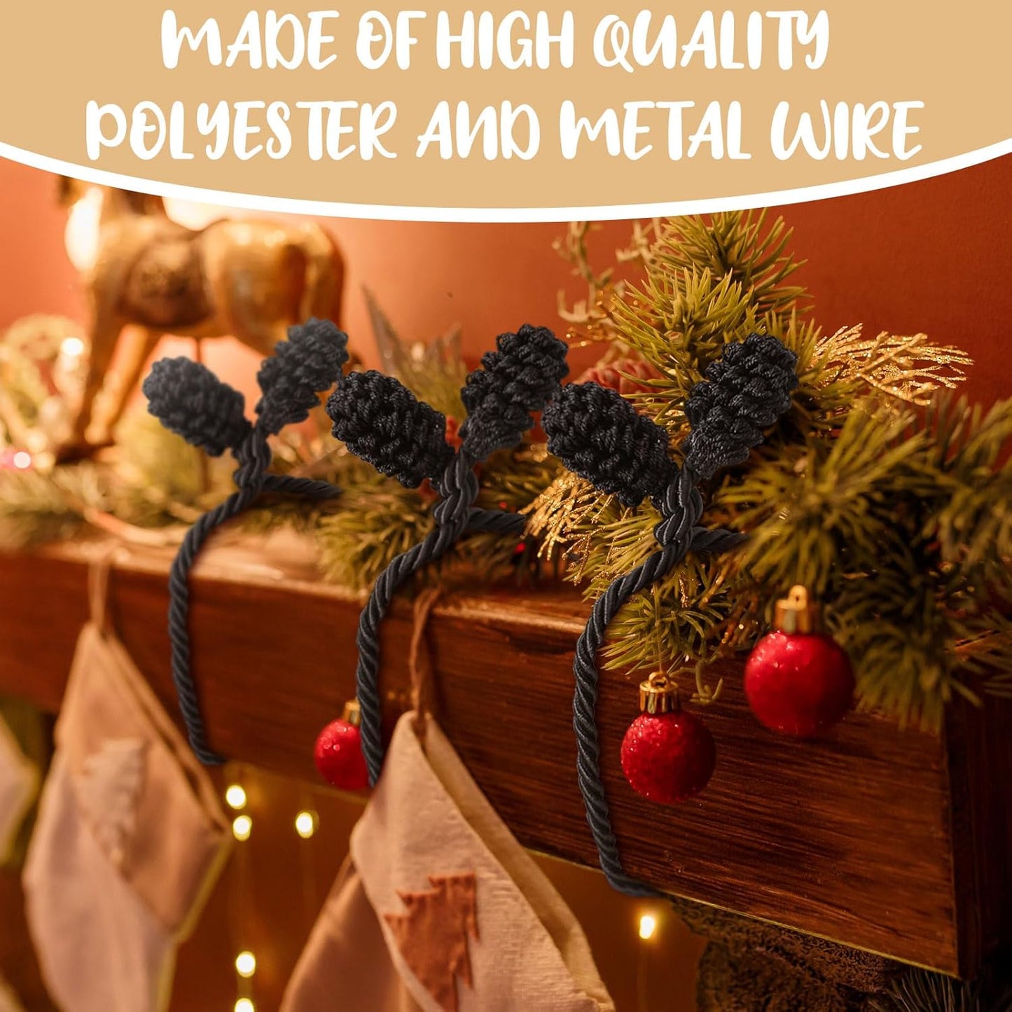 Shappy 12 Pieces Christmas Garland Banister Ties Christmas Decorative Reusable and Flexible Twist Ties for Garland, Banister Home Decoration (Black)