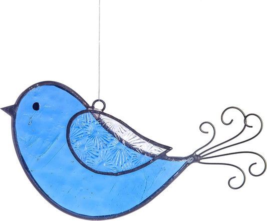 Blue Bird Ornament Sun Catcher Stained Glass Window Display ORN 310-2