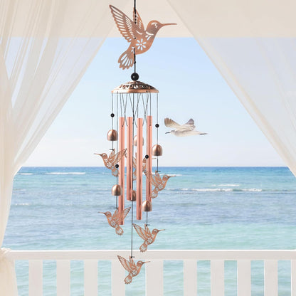 Brass Hummingbird Wind Chimes, Copper Wind-Chimes, Garden Decor, Gifts for Women, Gifts for Mom, Windchimes Outdoor, Memorial WindChimes, Wind Bell