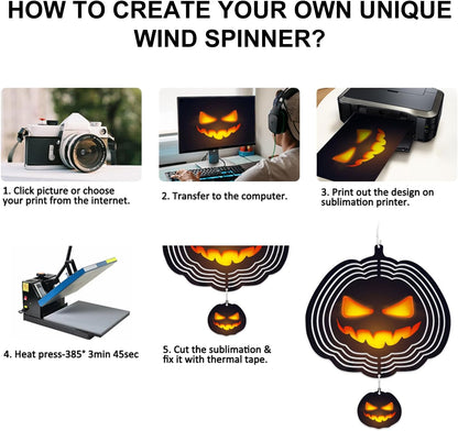 Halloween Sublimation Wind Spinner Blanks, Halloween Party Decorations Pumpkin Shape 10 inch, for Backyard, Garden, Home Decoration, 2 PCS