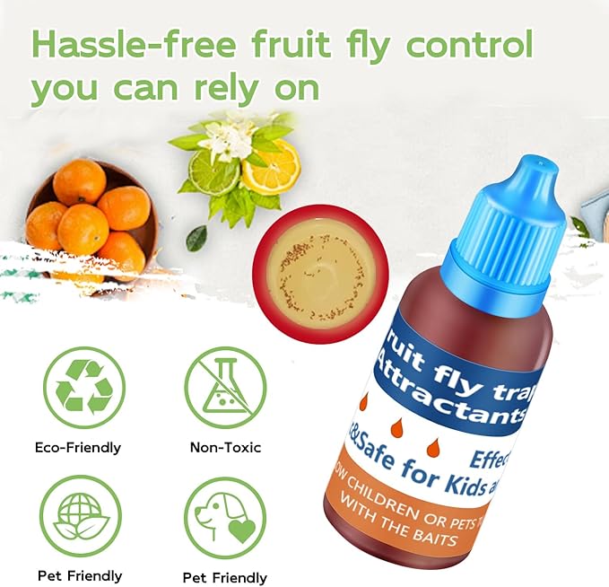 Fruit Fly Trap Refill Liquid Only, 2025 Upgrade Traps for Indoors, Efficient Gnat Killer Indoor, Fruit Bait Home, Kitchen (6, Blue)