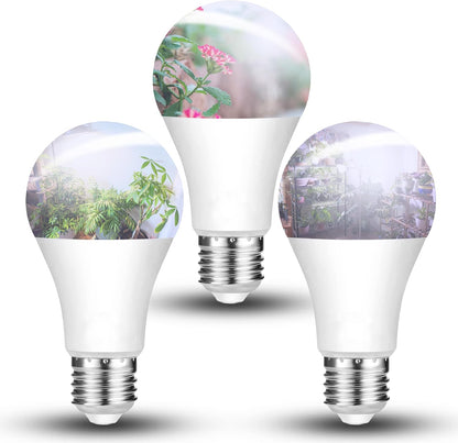LED Grow Light Bulb for Indoor Plant 9W A19 Plant Light Bulb for Winter with 5000K Red Blue 100W Equivalent Full Spectrum E26 Grow Light Bulb for Seed Starting, Flowers, Hydroponic, Succulents, 3 Pack