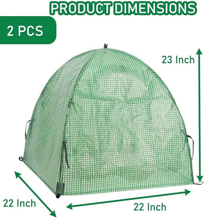 2 Pack Plant Freeze Protection Covers Winter Shrub Covers Plant Frost Protection Tent, Warm Plant Tents Protecting Fruit Potted Plants Tree from Freezing Animals Eating ((22x22x23in, PVC Grid))