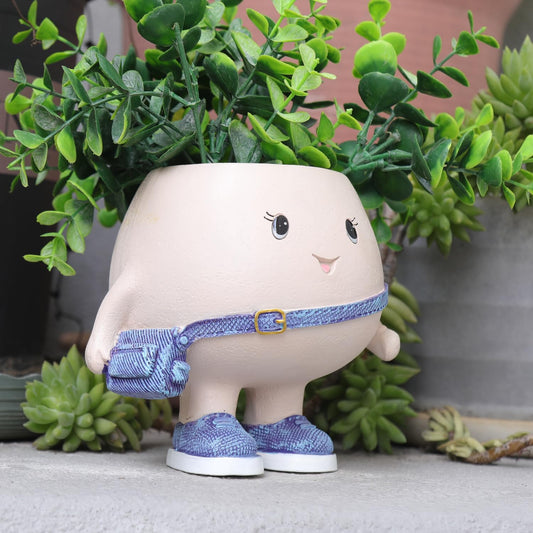 Smily Face Planter Pot with Cute Bag Resin Head Planters for String of Pearls Plant Live Unique Succulent Pots with Drainage Hole for Indoor Outdoor Plants Gift IdeaI for Mother Day