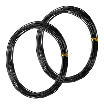 2-Rolls 1mm Bonsai Training Wire, 32.8 Feet Total Anodized Aluminum Bonsai Wires for Bonsai Tree Shaping/Branches Fixing/Trunk Holding/DIY Crafting [16.4ft Each, Black]