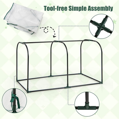 Happygrill Portable Mini Greenhouse, 47" x 22" x 24" Green House w/ Roll-up Zipper Door, Metal Frame, Waterproof Sun-Protective PE Cover, Small Greenhouses for Raised Garden Bed, Outdoor (White)
