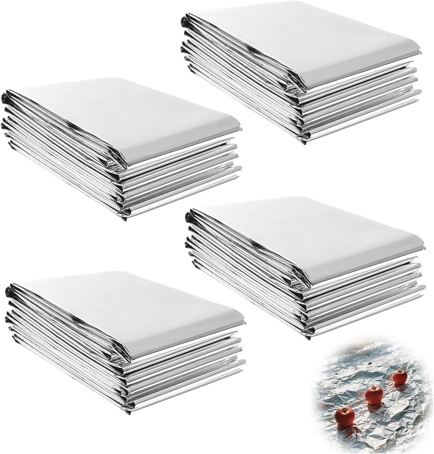 4 Pack High Silver Reflective Mylar Film, 83x 52 inch Plant Growth Mylar Films High Reflectivity, Keep Warm, Perfect for Plant Growth, First Aid, Marathon, Camping, Outdoor Survival