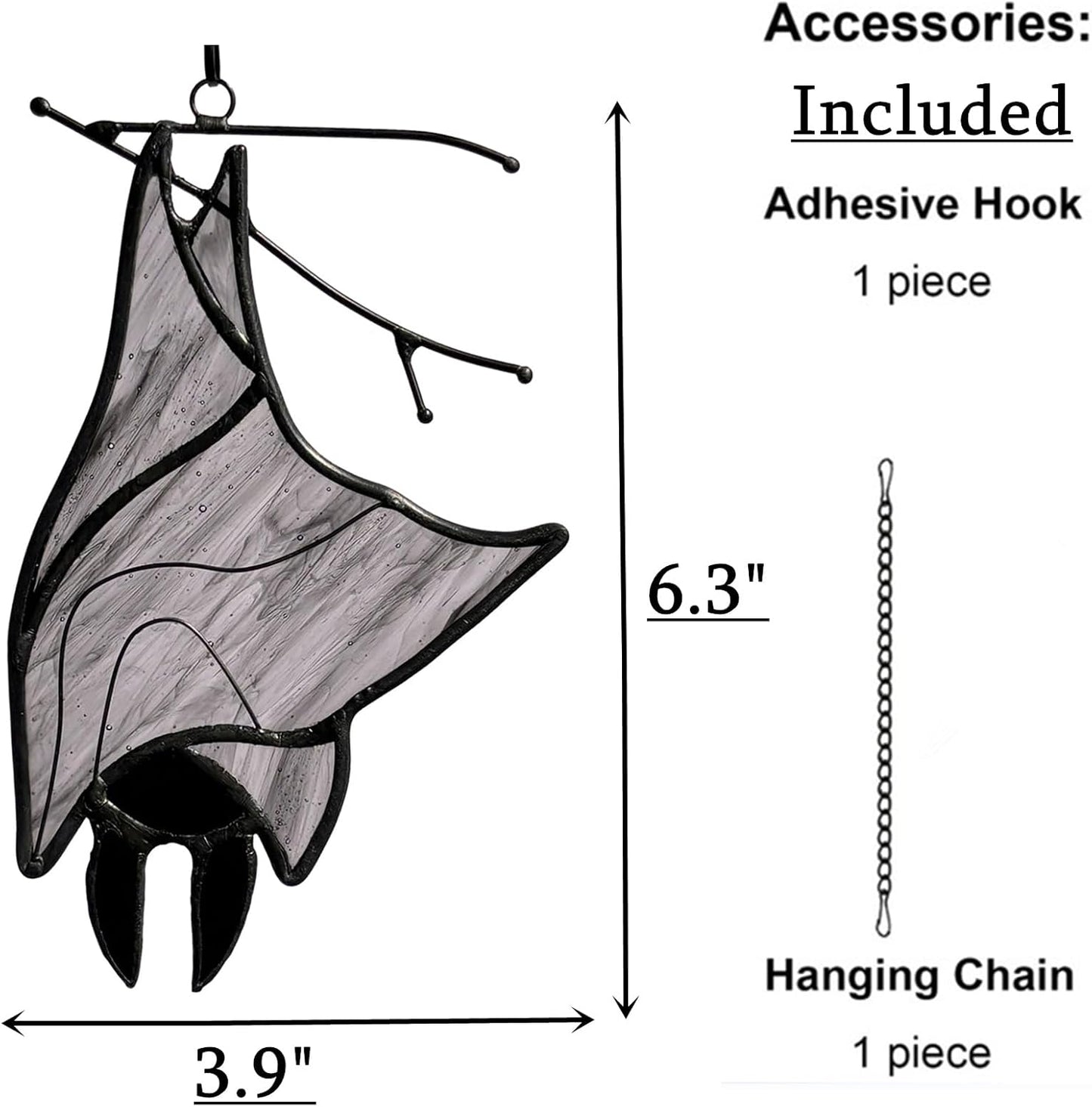 Stained Glass Bat Decor Window Hangings Ornament, Gothic Bat Suncatcher Halloween Decorations Gifts, Handmade Occult Sun Catchers Indoor Window Home Decor