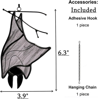 Stained Glass Bat Decor Window Hangings Ornament, Gothic Bat Suncatcher Halloween Decorations Gifts, Handmade Occult Sun Catchers Indoor Window Home Decor