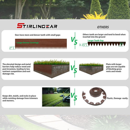 20ft. 6-Pack Cor-Ten Steel Landscape Edging - 40" L x 6" H Metal Edging for Landscaping with 6 Stakes, Hammer-in Garden Edging, Metal Landscape Edging for Flower beds, Lawn & Yard (Rusted)