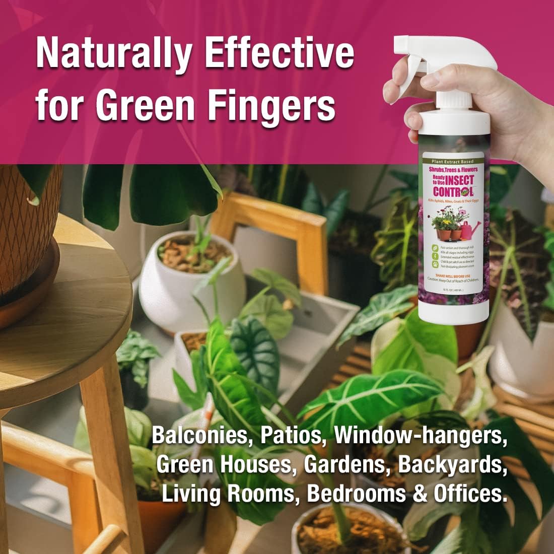 EcoVenger (by EcoRaider) Garden & Plant Insect Control 16 oz, Kills Aphids, Mealybugs, Red Spiders, Armyworms and Gnats All Stages and Eggs, Indoor/Outdoor, Plant-Based, Non-Toxic Child & Pet Safe