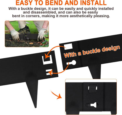 5 Pack Steel Landscape Edging,Metal Landscape Edging 40 Inch Strips, Metal Garden Edging 8 inch Depth, Steel Edging for Landscaping