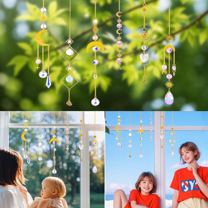6 Pieces Colorful Suncatcher Crystal Balls with Prism Rainbow Maker, Sun Catcher Ornament with Chain for Window Home Garden Decor, Christmas Wedding Party Decoration.