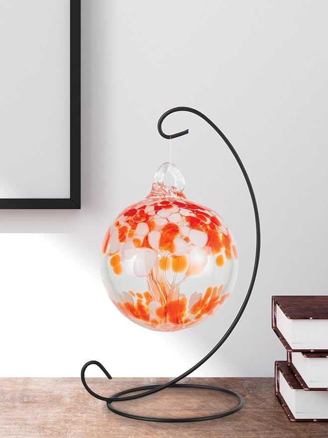 Dale Tiffany AC23216-D3 Rainbow Tree of Life Hand Blown Art Glass Ornament Witch Globe Gazing Ball, Nova, 3" Diameter with Hanging Stand