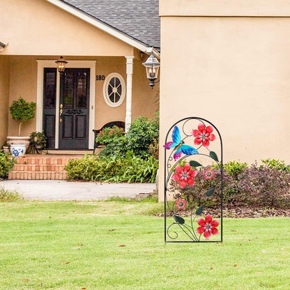 YEAHOME 34inch Decorative Garden Stakes, Outdoor Garden Decor Metal Flower Butterflies Spring Gardening Decor Art Yard Signs, Outdoor Decorations for Patio Outside Yard Lawn
