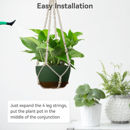 USLAI Macrame Plant Hanger, Fits 4 to 15 Inch Pots, 35 Inch, Ivory, 1 Pack