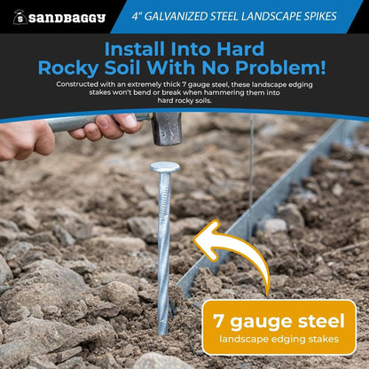 4 in. Galvanized Spiral Landscape Edging Spikes - 7 Gauge Steel (4 inch, 400, Count)