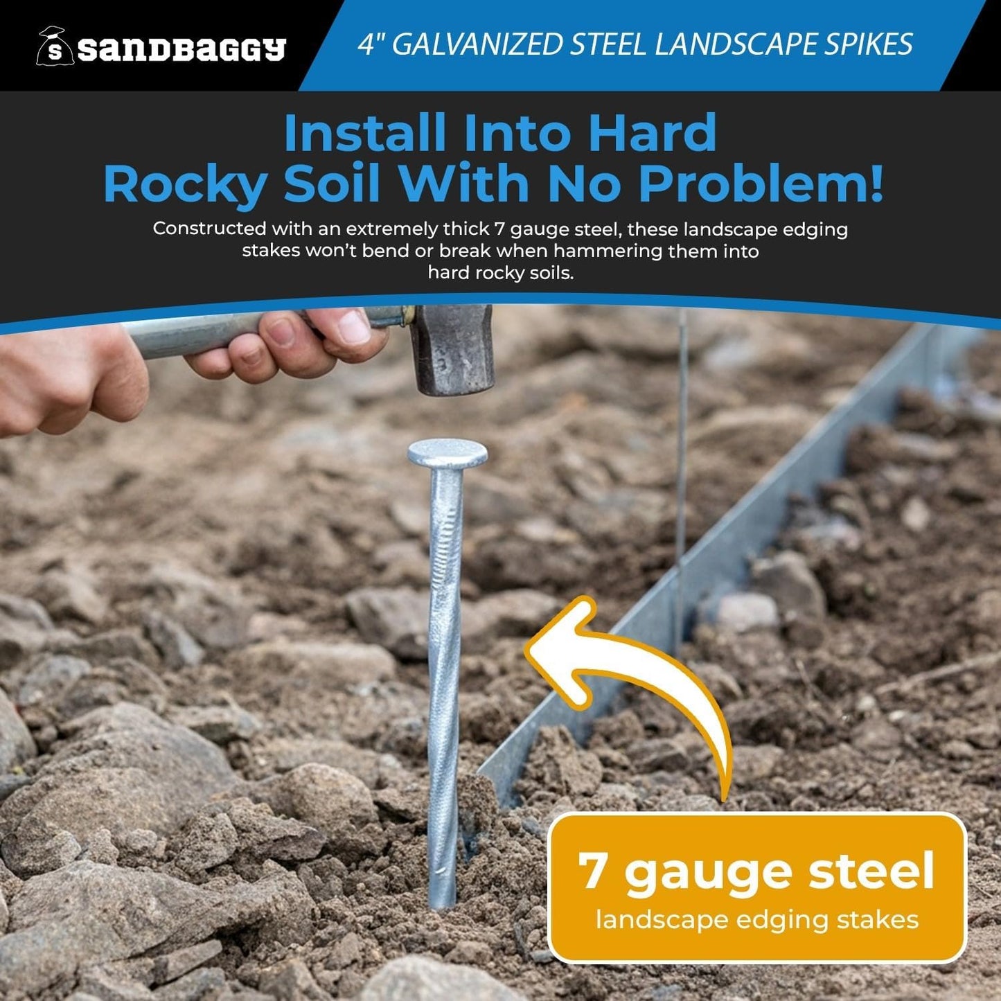 4 in. Galvanized Spiral Landscape Edging Spikes - 7 Gauge Steel (4 inch, 12000, Count)