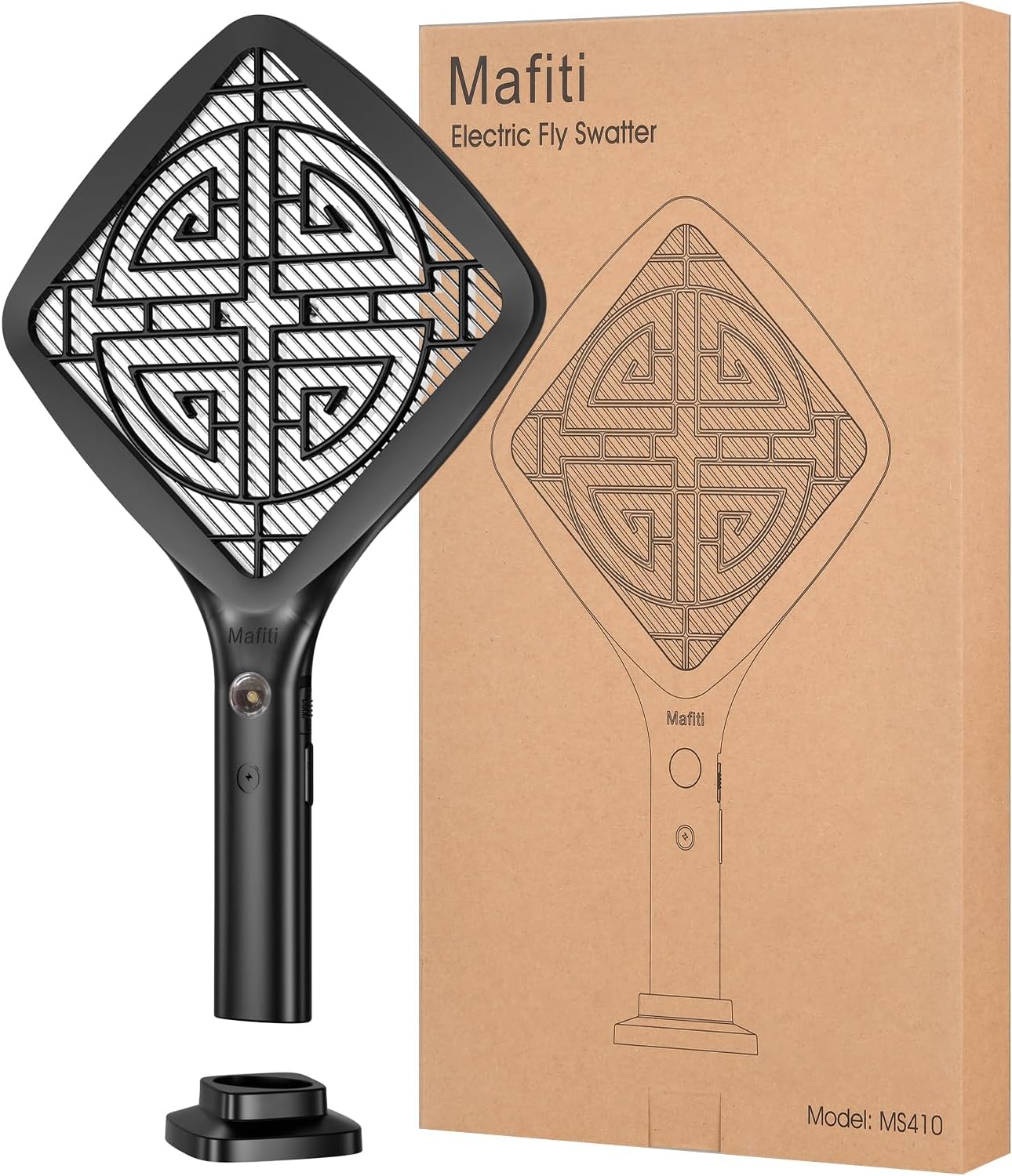 Mafiti Bug Zapper 3000V Ultra-Light Electric Fly Swatter with LED Light,Bug Zapper Indoor with Safety Grid for Home,Kitchen&Outdoor Camping-AA Battery Powered (not incl.)