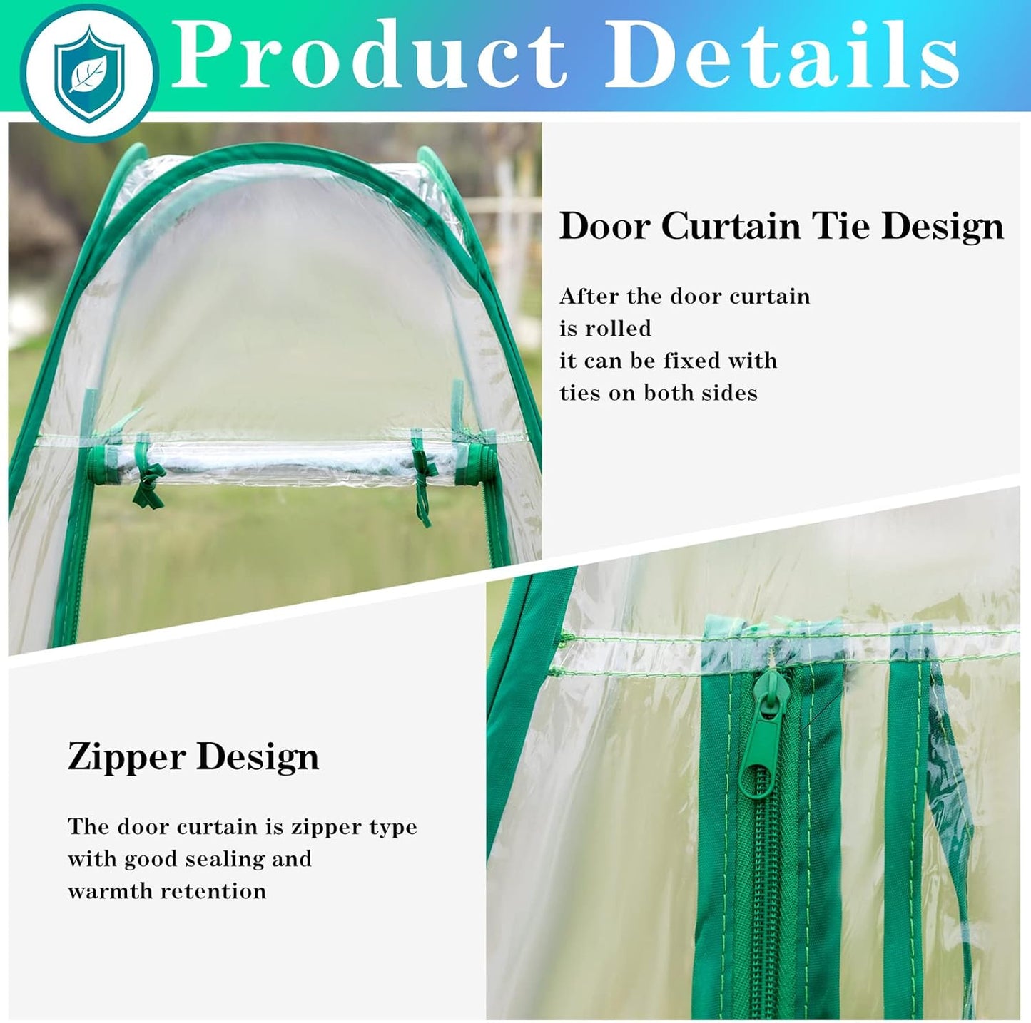 Pop Up Greenhouse Cover Transparent PVC Mini Greenhouse Outdoor with 4 Fixed Nails, Clear Portable Backyard Gardening Sunshine Tent for Cold Frost Protector Gardening Plants